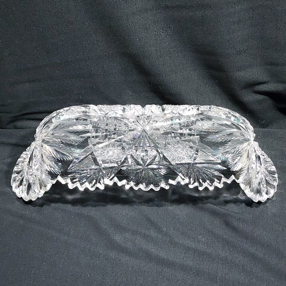 Antique RARE American Brilliant Cut Crystal Glass Celery 12” x 4.25” Dish. - Picture 12 of 16